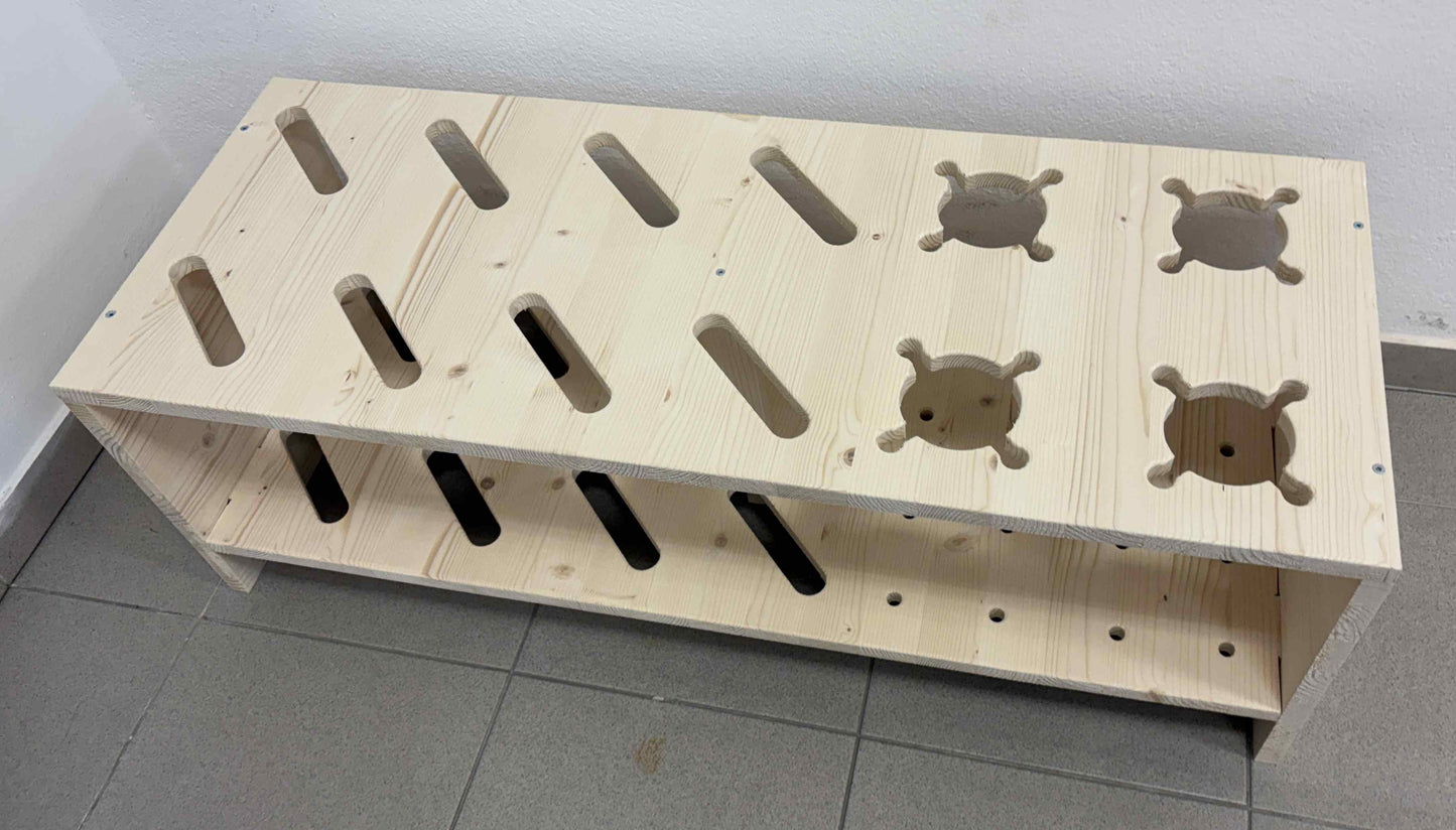 Gecombineerde houten standaard voor ski’s en stokken - Natuurkleur