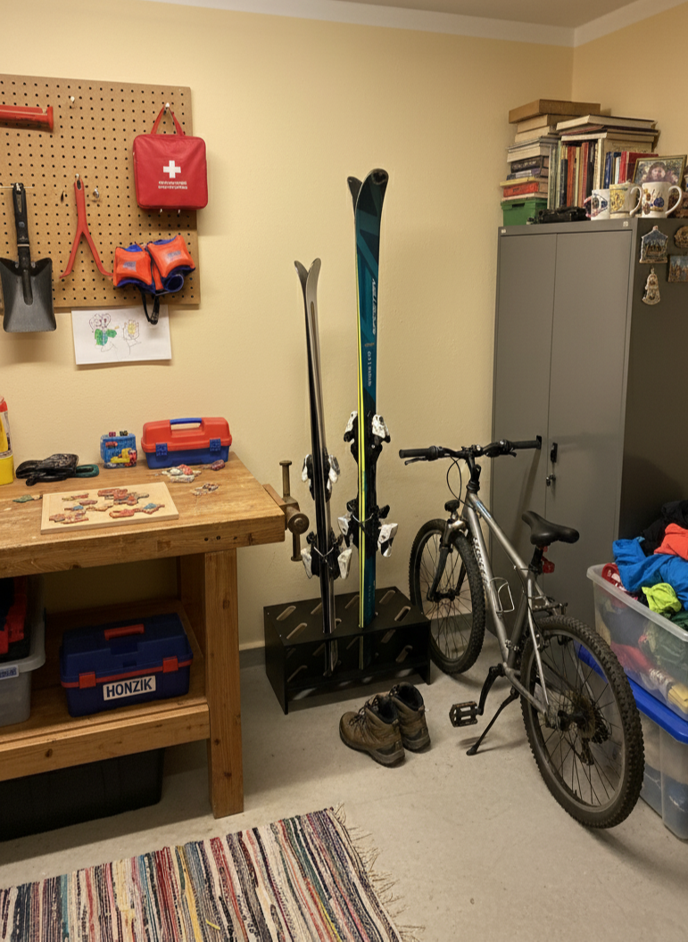 Houten skistandaard – 8 paar, 61 x 33 cm