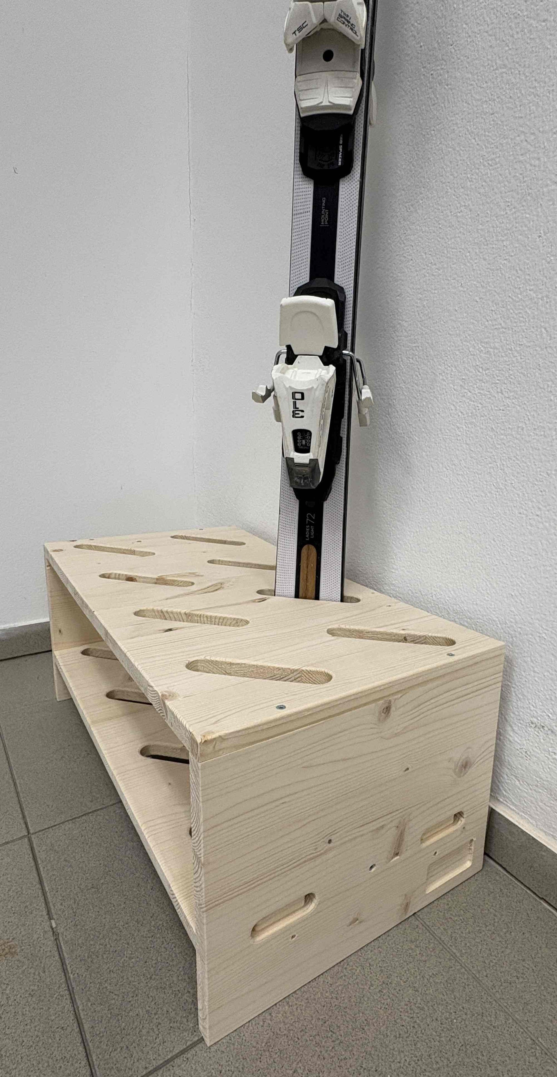 Houten skistandaard – 8 paar, 61x33 cm - Natuurkleur